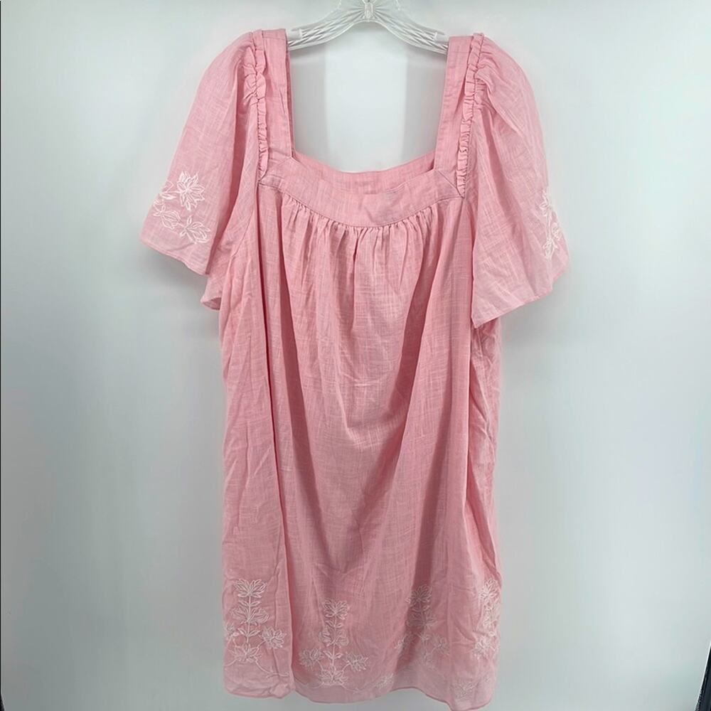 Draper James Maren 100% cotton floral embroidered square neck Dress sz XXL